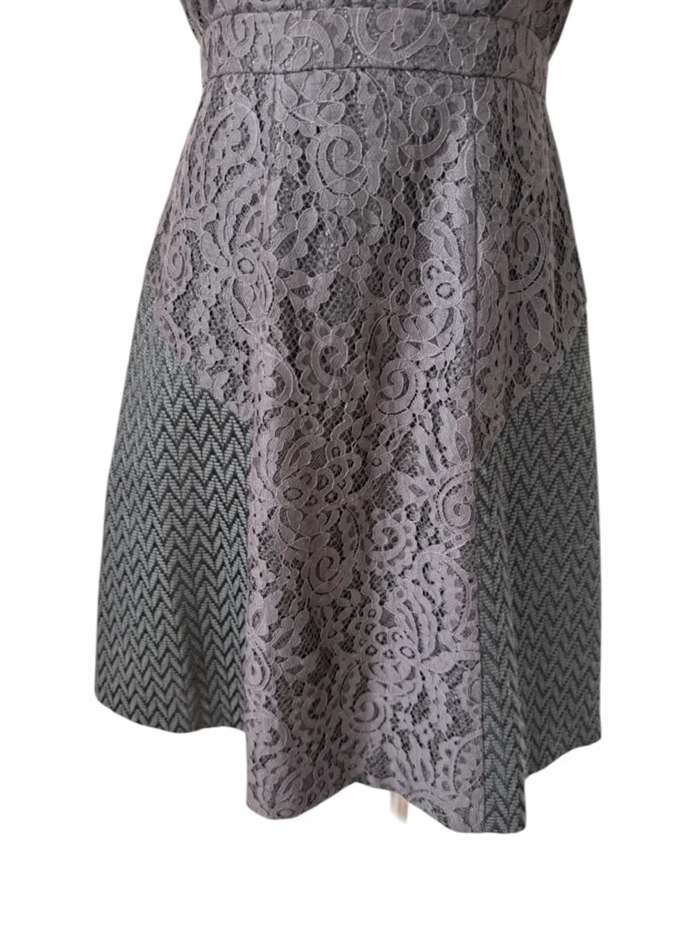 ANTHRO Ali Ro Sleeveless Lace-Overlay A-Line Dress in Charcoal SZ 2/4